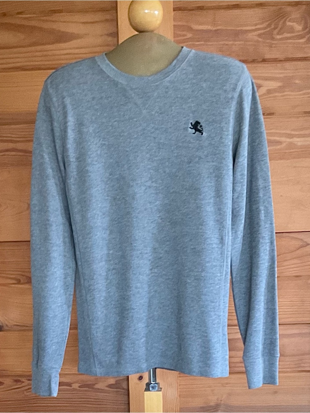 Express Men's Light Grey Long-Sleeve Crewneck Shirt Soft Pullover- Like New